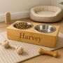 Personalised Dog Wooden Double Feeding Bowl, thumbnail 1 of 3