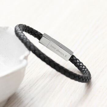 Personalised Men's Tube Clasp Leather Compass Bracelet, 4 of 10