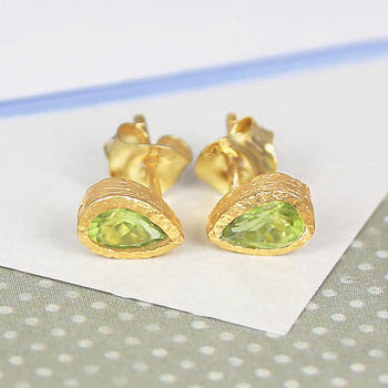 Peridot August Birthstone Rose/Gold Plated Earrings, 2 of 5