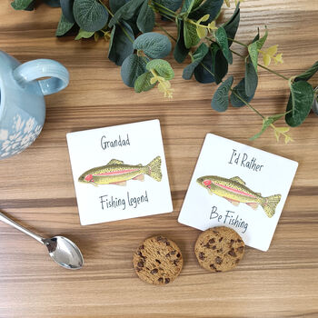 Personalised Fishing Ceramic Coaster, 2 of 5