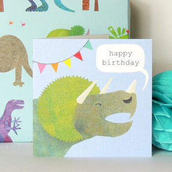 Triceratops Dinosaur Birthday Card, 5 of 5