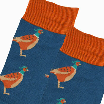 Men's Bamboo Socks Blue Pheasants, 3 of 3