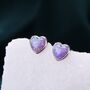 Sterling Silver Purple Opal Heart Stud Earrings, thumbnail 1 of 10