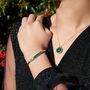 Green Onyx Gold Plated Silver Adjustable Gemstone Bangle Bracelet, thumbnail 2 of 9