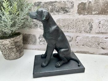 Set Of Two Bronzed Dog Bookends – Labrador And Spaniel, 7 of 12