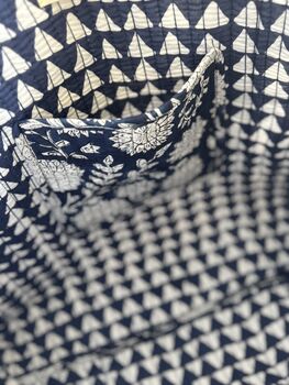 Block Print Quilted Tote Bag, Indian Print Handbag, 7 of 12