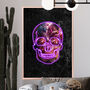 Halloween Neon Skull Wall Art Floral Print, thumbnail 1 of 4
