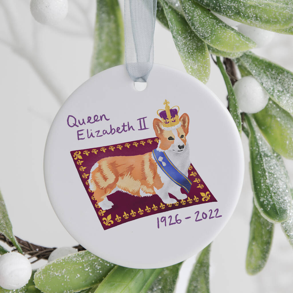 queen and corgi christmas decoration