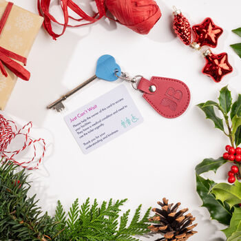 Eco Friendly Keyring With Disabled Toilet Radar Key In Raspberry, Made From Recycled Bottles, 3 of 4