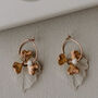 Gold And Frosted Leaf Bridal Hoop Earrings, thumbnail 1 of 5