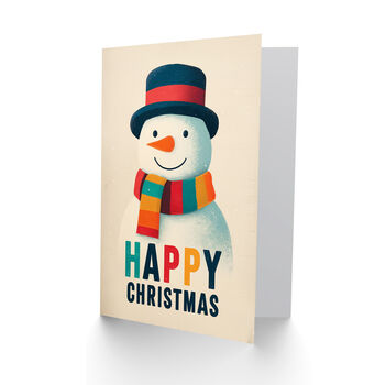 Cute Snowman With Colourful Scarf And Hat Christmas Card, 2 of 6