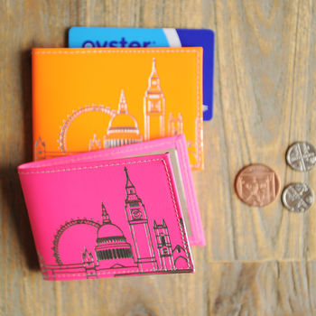 Recycled Leather London Skyline Travel Card Holder, 2 of 4