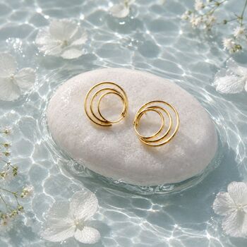Silver Triple Hoop Illusion Earrings, 4 of 7