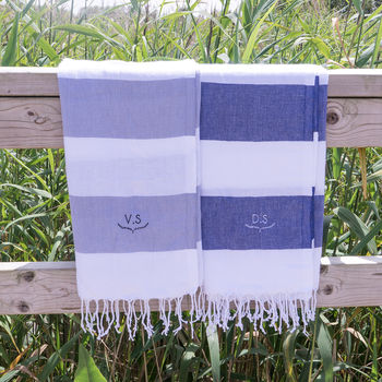 Personalised Nautical Stripe Monogram Hammam Towel, 3 of 10