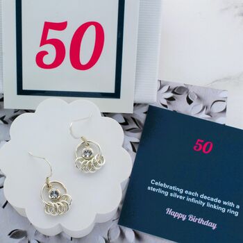 50th Birthday Infinity Birthstone Earrings, 2 of 4