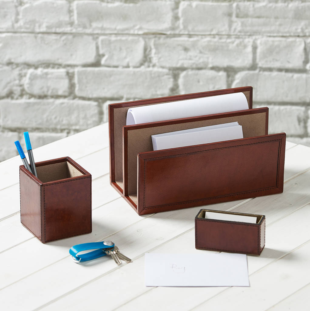 Personalised Oxford Leather Desk Set, 1 of 4