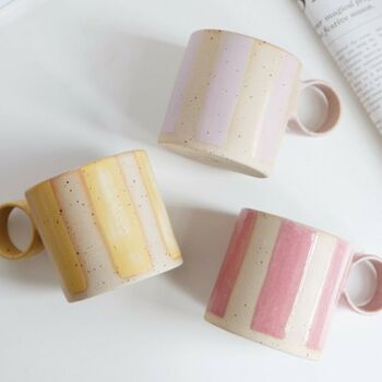 Soren Lilac, Pink And Yellow Stripe Round Handled Mug, 4 of 11
