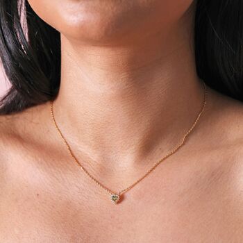 Tiny Crystal Heart Pendant Necklace In Gold, 2 of 11