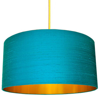 Aqua Blue Silk Lampshades With Copper Or Gold Lining, 2 of 11