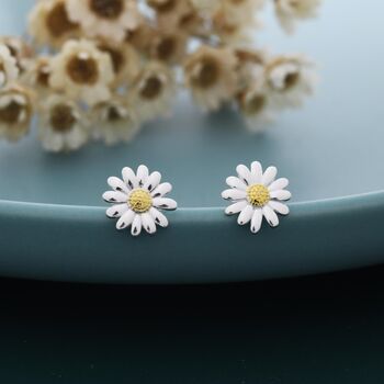 Sterling Silver Tiny Daisy Flower Stud Earrings, 6 of 12