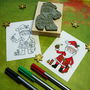 Father Christmas Colouring In Christmas Rubber Stamp, thumbnail 1 of 2