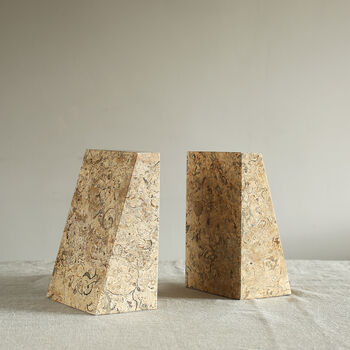 Luxury Natural Stone Marble Wedge Bookends, 3 of 3