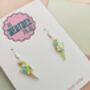 Small Light Green Glitter Lightning Bolt Earrings / Electric Green Jewellery Small Mint Statement / Pastel Flash Gift, thumbnail 3 of 6