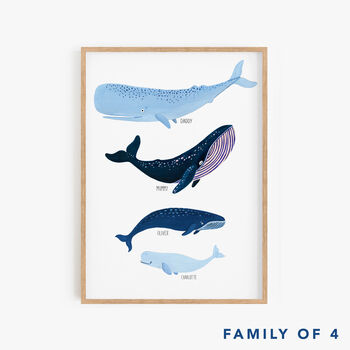 Personalised Whale Family Art Print Unframed, 3 of 10