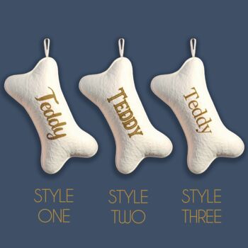 Personalised Dog Bone Christmas Stocking, 6 of 6