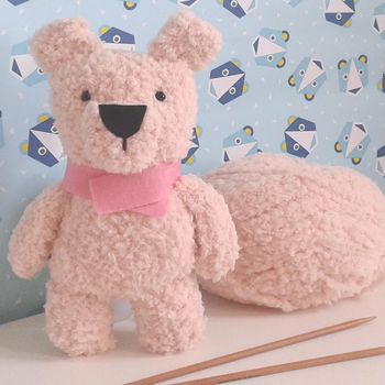 Fluffy Teddy Bear Knitting Kit, 2 of 2