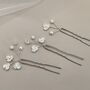 White Floral Bridal Hair Pins Set Of Three, thumbnail 5 of 12