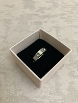 Luxury Stainless Steel Silver Zirconia Encrusted Ring, 2 of 4