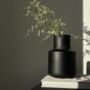 Black Funnel Neck Textured Ceramic Vase, thumbnail 1 of 3