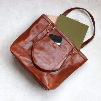 Handmade Vegetable Tanned Leather Tote Bag, 2 of 5