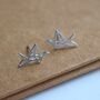 Origami Bird Earrings Sterling Silver Crane Sudsade, thumbnail 1 of 3