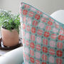 Large Pink And Turquoise Geometric Wool Cushion, thumbnail 2 of 3