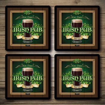 Personalised Bar Runner And Coasters Irish Pub, 3 of 8