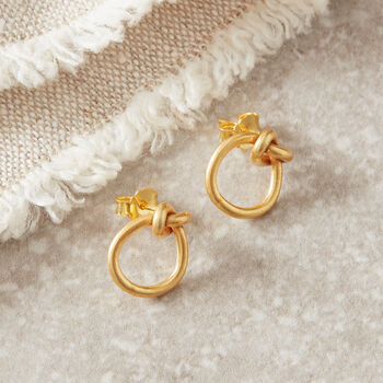 Gold Plated Silver Love Knot Stud Earrings, 6 of 8