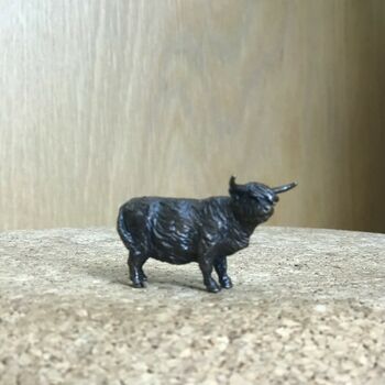 Miniature Bronze Highland Cow Sculpture, 7 of 12