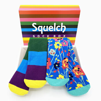 Gift Set Of Two Pairs Of Squelch Adult Socks Rainbow, 4 of 4