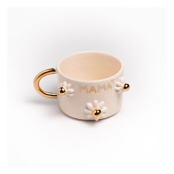 Mama Ceramic Mug 24ct Gold Plated, 3D Daisy Detail, 2 of 5