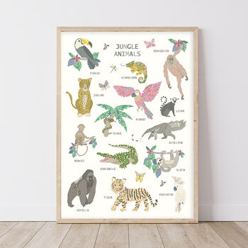 Floral Jungle Animals Fact Sheet Childrens Print, 2 of 3