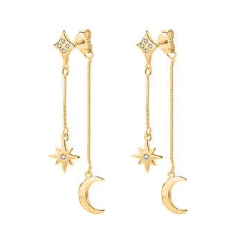 Karita Moon And Star Double Chain Earrings, 6 of 9