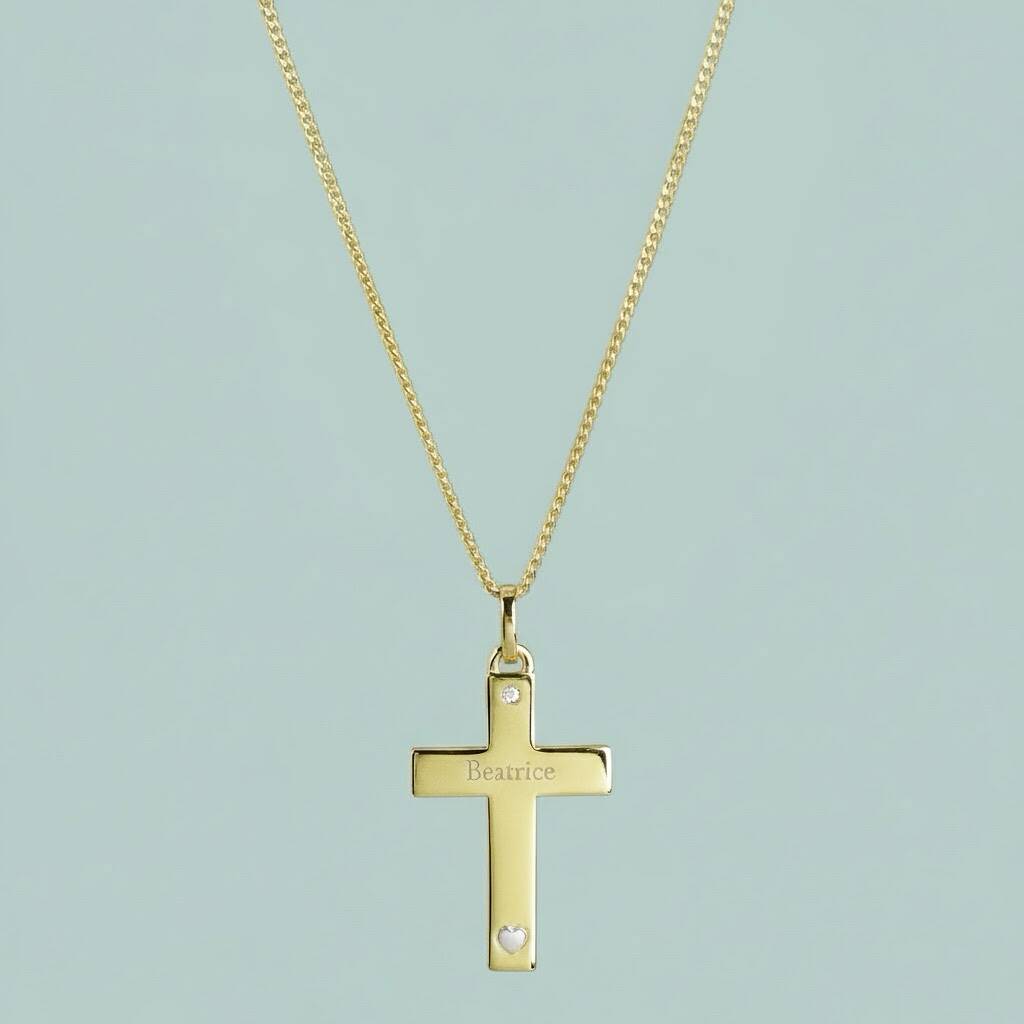 Personalised 9ct Gold Cross Necklace, 1 of 6