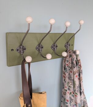 Farrow And Ball Painted Coat Rack With Ball Top Hooks, 2 of 8