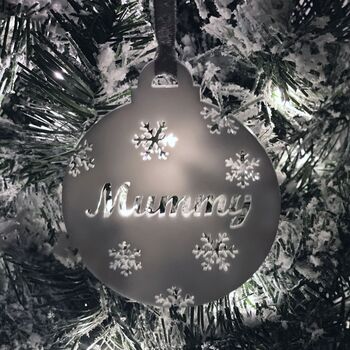 Personalised Name With Snowflakes Christmas Bauble, 11 of 12