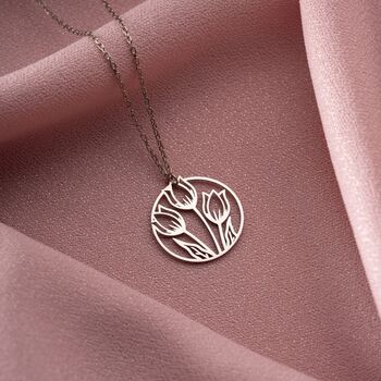 Sterling Silver Tulip Bouquet Necklace, 10 of 10