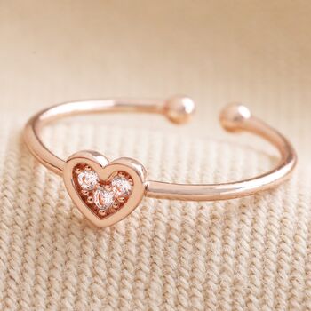Adjustable Crystal Heart Ring, 5 of 8