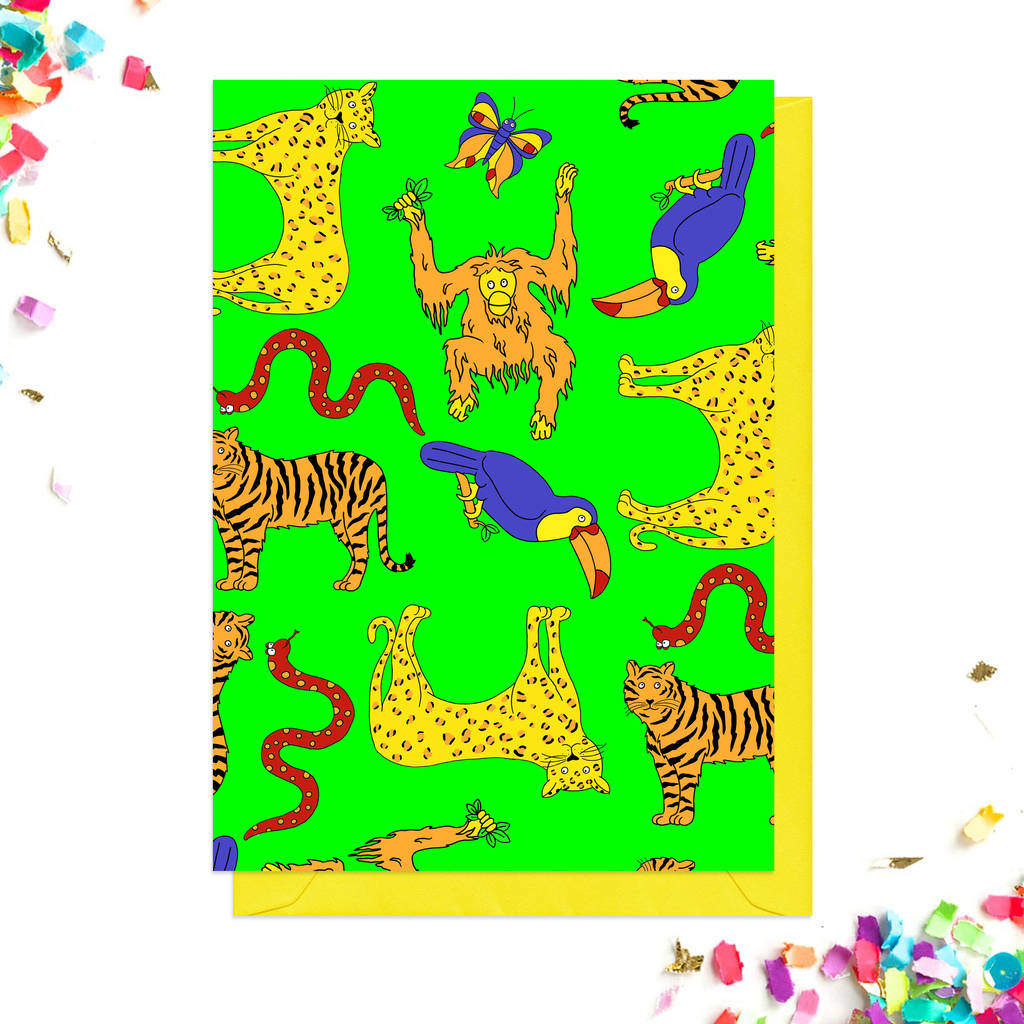 Eight Personalised Jungle Party Invitations By Neon Magpie