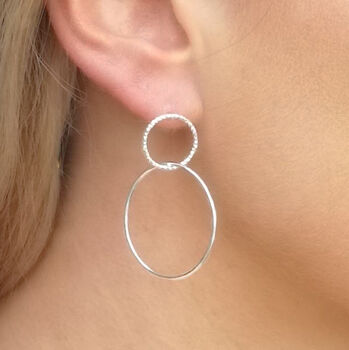 Geometric Double Circle Stud Drop Earrings, 2 of 6